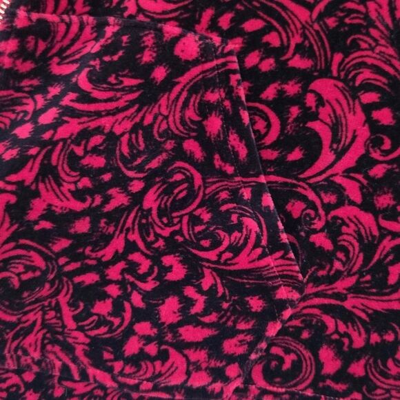 Karen Scott Sport Women Jacket XL Burgundy Velvet-Look Paisley Zip Front Pockets - Picture 6 of 13
